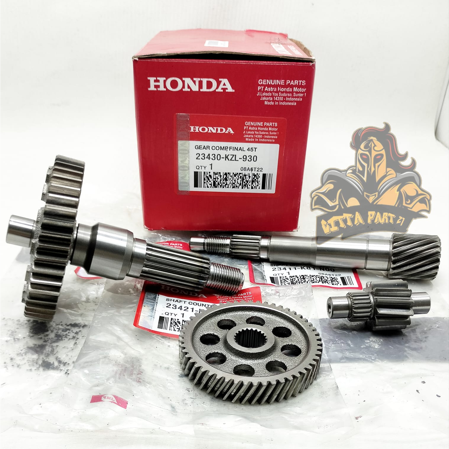 GIGI GEAR RASIO SET KOMPLIT 4 MACAM ASLI ORIGINAL HONDA KUALITAS ASLI ORIGINAL HONDA AHM PRESISI DAN DIJAMIN AWET BEAT FI STATER KASAR DAN HALUS BEAT ESP BEAT POP SCOOPY FI SCOOPY ESP SPACY FI VARIO 110 FI AS PULLY PULY