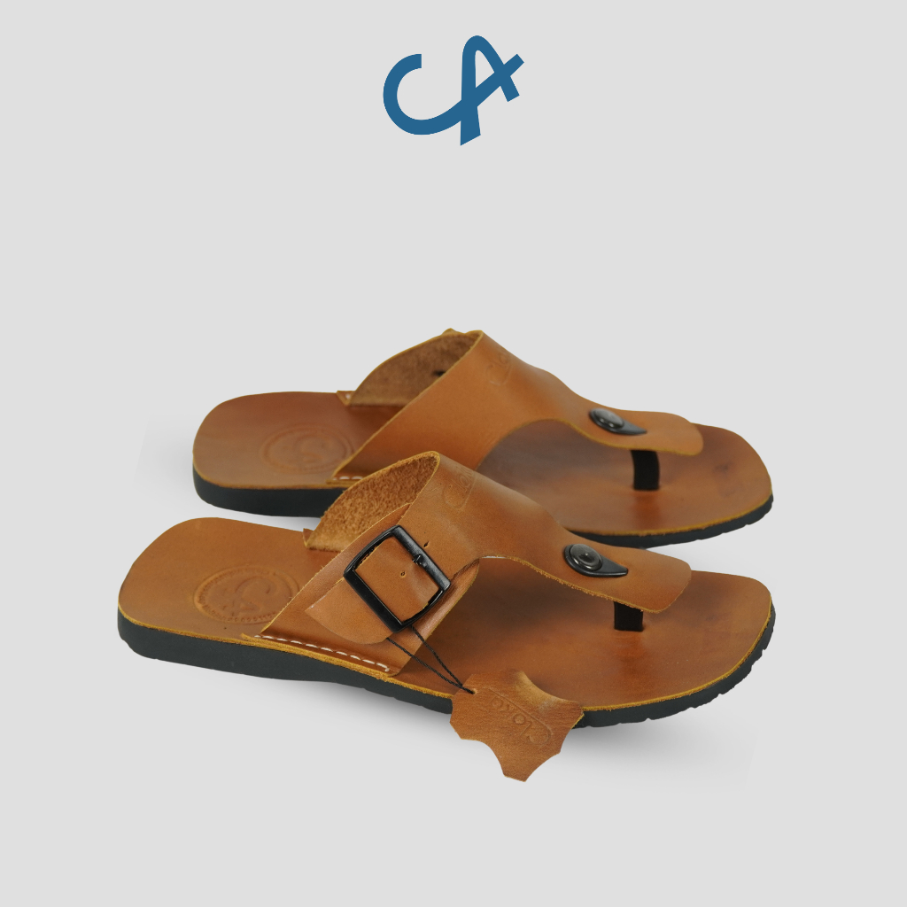 Sandal Pria Jepit Kulit Asli Casual Santai Sendal Cowok Leather Cow Full Flipflops - Cloka Haller