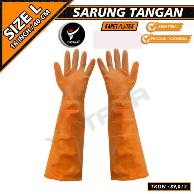 SARUNG TANGAN KARET 16 INCH warna orange