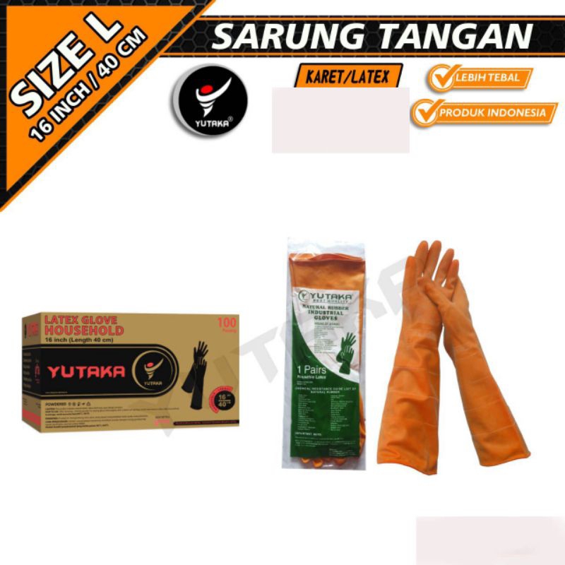 SARUNG TANGAN KARET 16 INCH warna orange