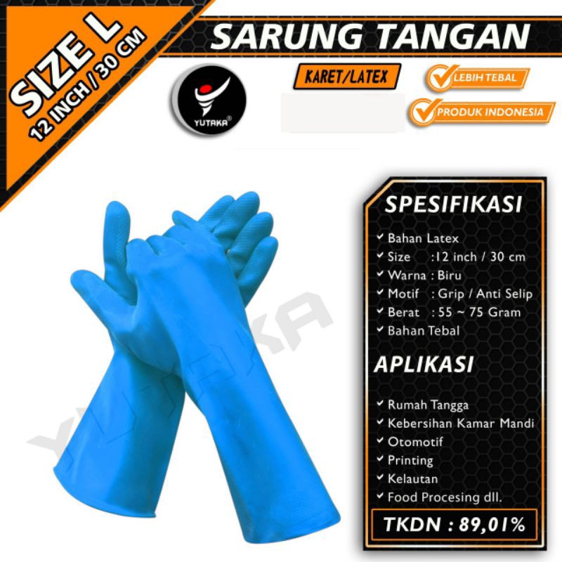 SARUNG TANGAN KARET 12 INCH warna biru muda/sarung tangan karet cuci piring termurah 12 inch