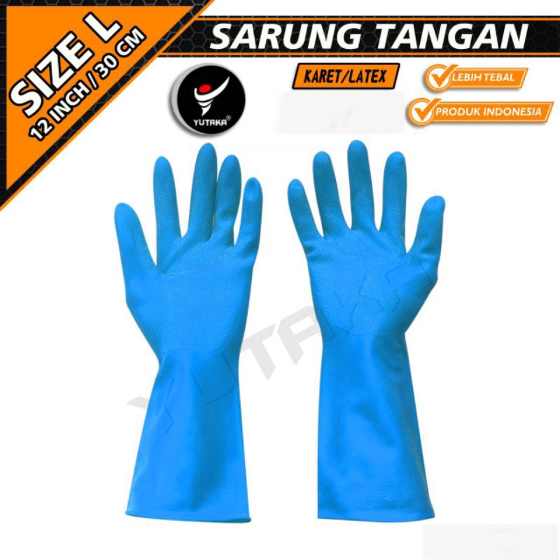 SARUNG TANGAN KARET 12 INCH warna biru muda/sarung tangan karet cuci piring termurah 12 inch