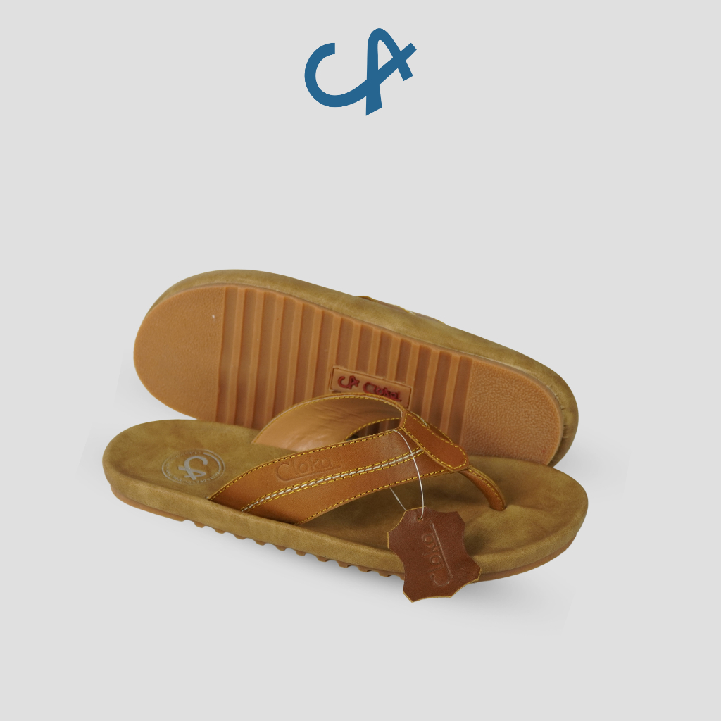 Sandal Jepit Pria Cloka Kulit Sapi Sendal Cowok Genuine Leather Anti Slip - Pavard