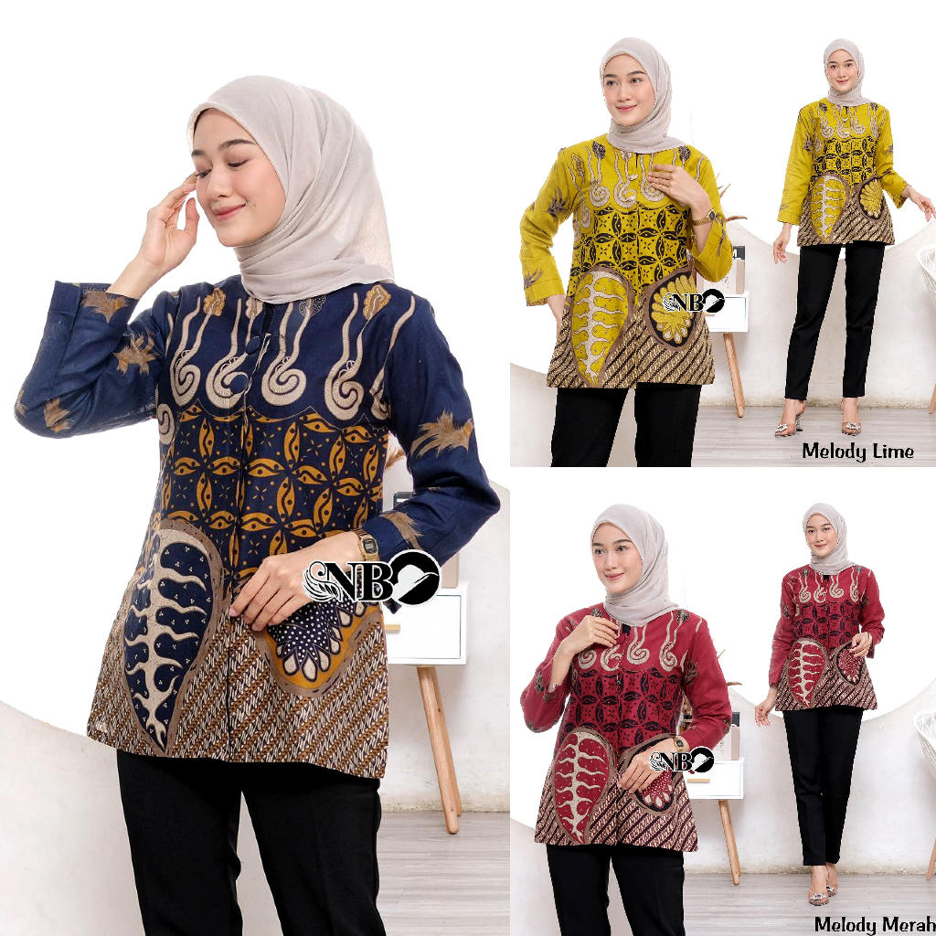 Baju Batik Wanita Modern Atasan Blouse Batik Kerja Kantor Wanita Seragam Batik M L XL XXL