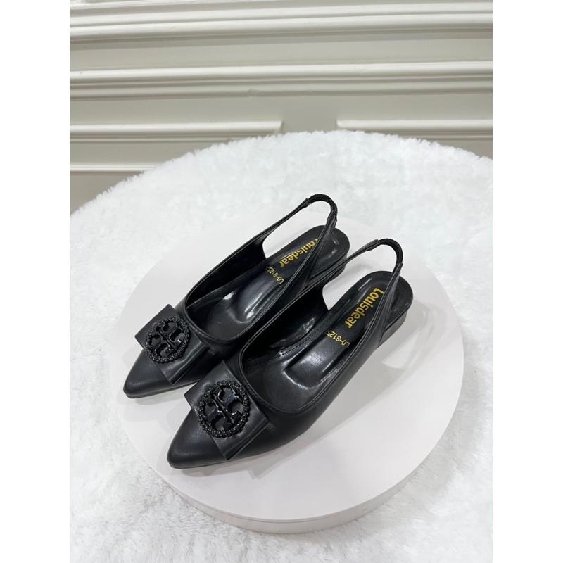 sepatu flat shoes wanita terbaru kekinian pesta LOUISDEAR sepatu flat tali belakang heel 2 cm bahan dove B56 heel