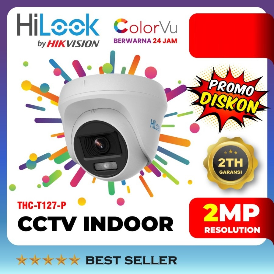 Paket CCTV HiLook 2MP COLORVU 10 KAMERA HDD 2TB SIAP PASANG