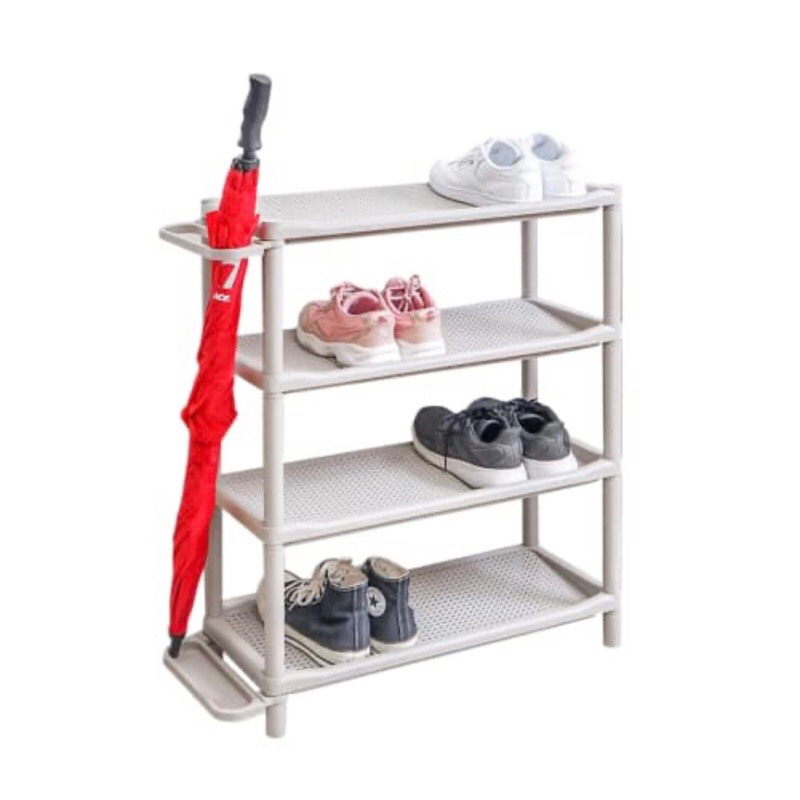 KRISHOME RAK SEPATU 3 &amp; 4 TINGKAT DENGAN TEMPAT PAYUNG/ACE 3 LAYER SHOE RACK W/ UMBRELLA  STAND GREY