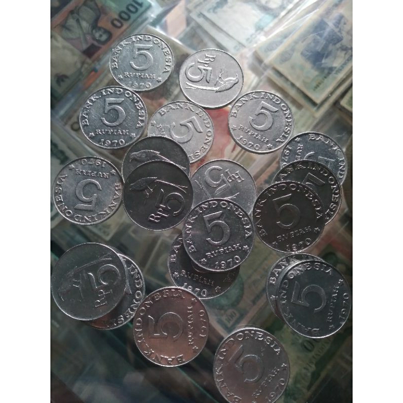 uang coin lama 5 rupiah 1970 asli