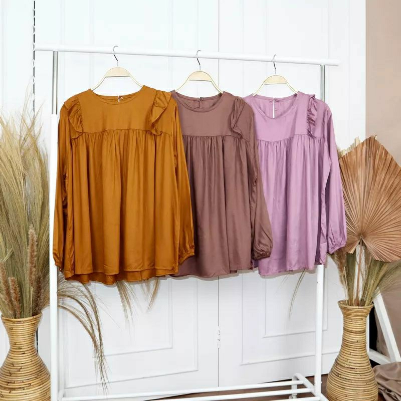 ARIELLA BLOUSE KATUN RAYON TWILL - BLUS OVERSIZE - BLUS WANITA - BLUS KATUN - BLUS JUMBO -  BLUS MUR