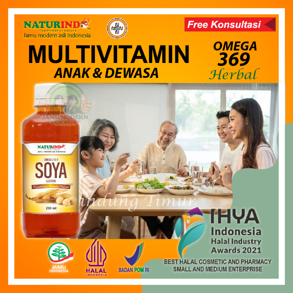 Omega 3 6 9 MutiVitamin Protein Anak Dewasa Manula SOYA Lecithin Naturindo
