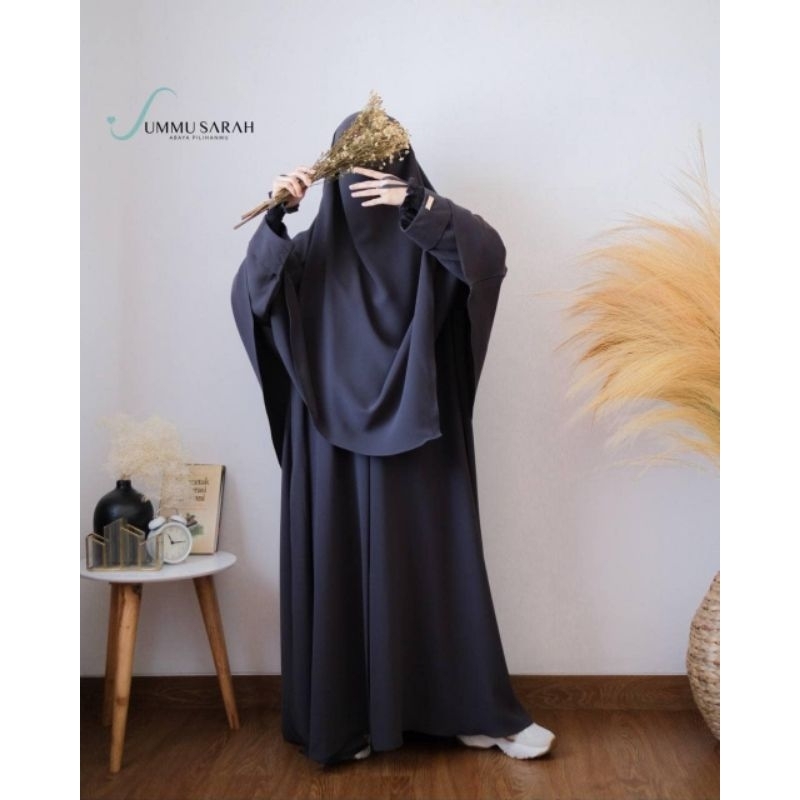 PRELOVED ABAYA KHADIJAH DARK GREY BY.UMMU SARAH