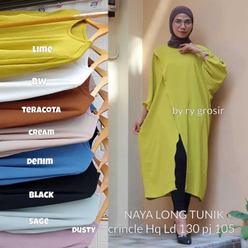 Tunik Naya Long Crincle premium