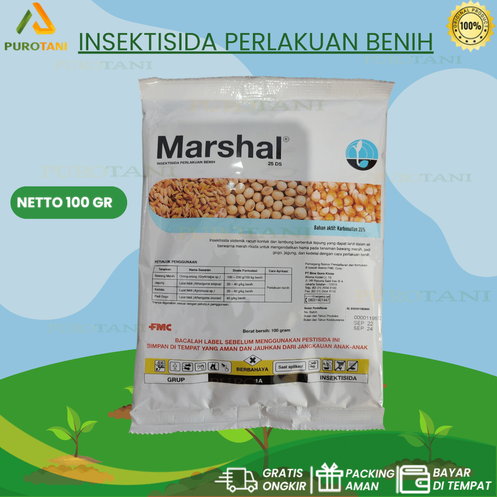 Insektisida Pestisida Perlakuan Benih Bibit MARSHAL 25 DS 100GR