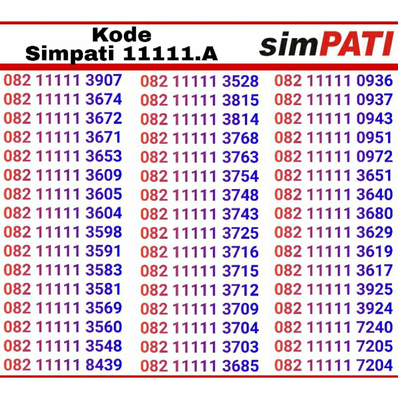 nomor cantik telkomsel simpati 11111 panca