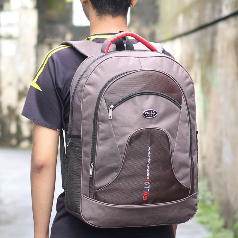 Tas Pria Polo Essential Coklat Tebal Ransel Grosir Kerja Dinas Bonus Raincover Bagus Tas Gendong Sekolah Muat Laptop LKS Murah Keren SMA SMP