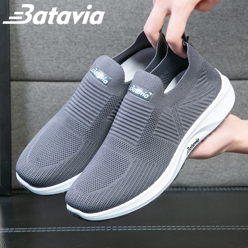 Batavia 2023 sepatu olahraga pria baru kasual anyaman terbang sepatu sepatu kasual pria sepatu slip-on sepatu pria impor sepatu sekolah anak laki-laki sepatu joging sepatu cowo sepatu pria sepatu pria ringan B24