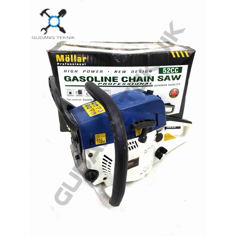 Gasoline Chainsaw 22&quot; GIGI 52cc MLR-GCS5222 MOLLAR / Mesin Gergaji Kayu Chain Saw 22 Inch GCS 5222 MOLLAR