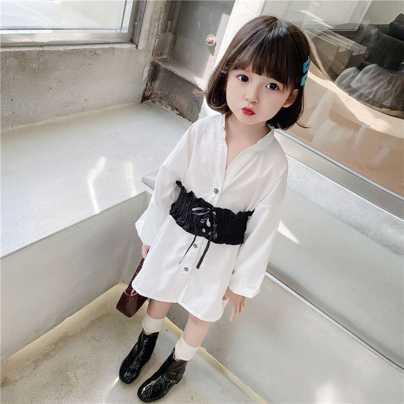 Kemeja Dress Fashion Import Anak Perempuan Motif Putih Polos