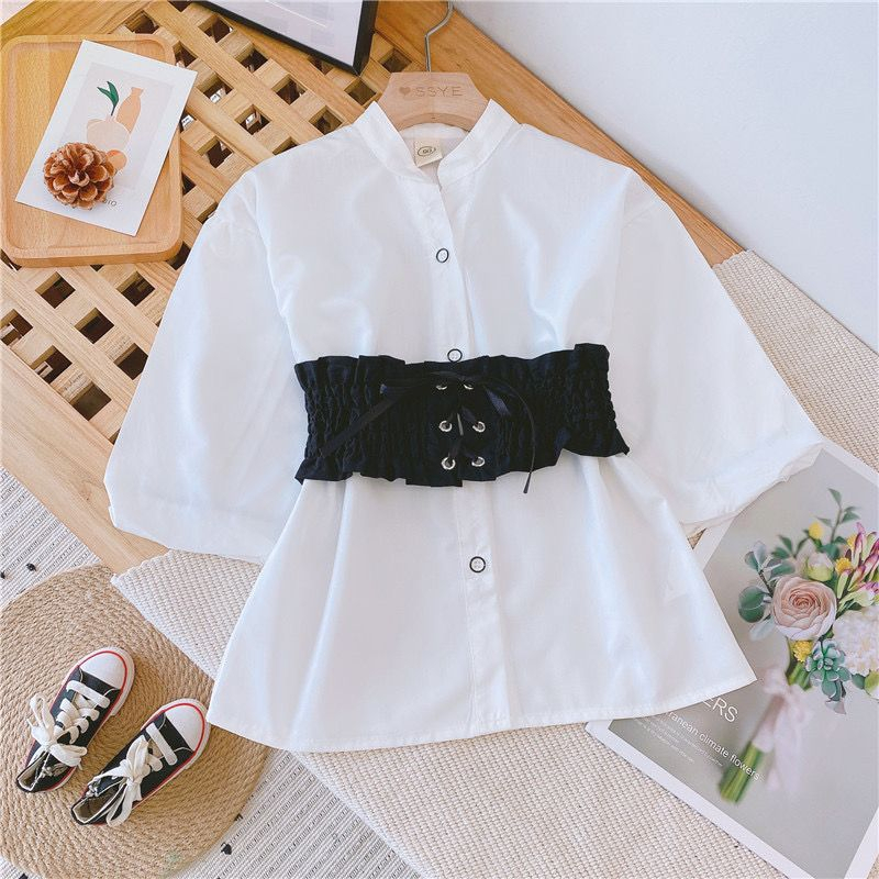 Kemeja Dress Fashion Import Anak Perempuan Motif Putih Polos