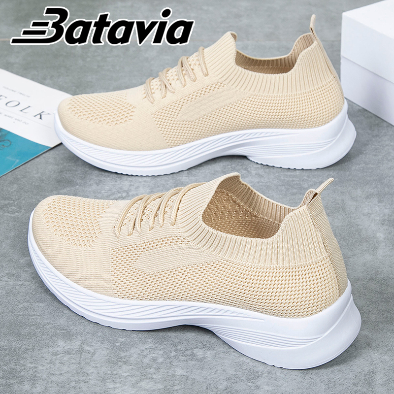 Batavia 2023 impor fashion Sepatu rajut wanita olahraga premium perempuan terbaru rajut adem antislip Sepatu rajut wanita sepatu lari anak perempuan Shoes Fashion Sport Original Pink Hitam Abu Grey kanvas sekolah korea Onlinemall N12