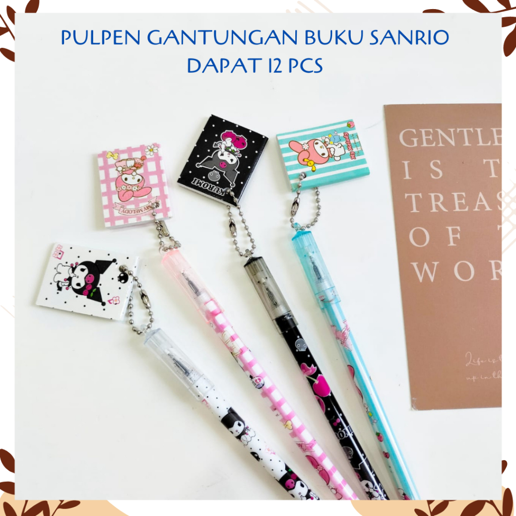 

SELUSIN PULPEN GANTUNGAN BUKU SANRIO ISI 12 PCS PEN GANTUNGAN ALAT TULIS BOLPOIN UNIK IMUT MURAH PEN GEL