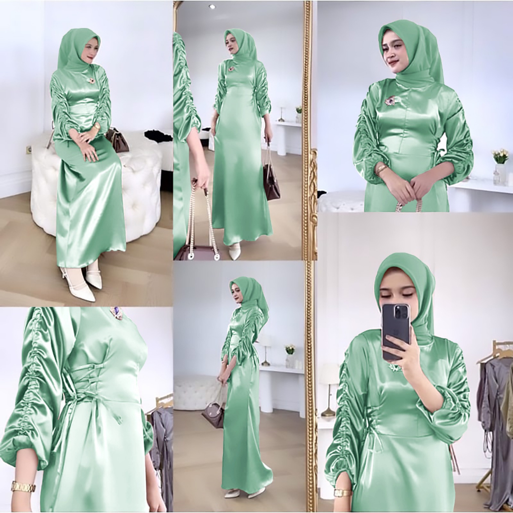 MAXY BELLE AURORA SILK MS FASHION PAKAIAN MUSLIM WANITA DRESS GAMIS MAXI BUSUI