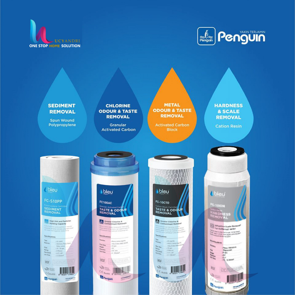 PAKET FILTER SARINGAN AIR Tanah/Sumur Kotor PENGUIN PP CTO GAC PRO