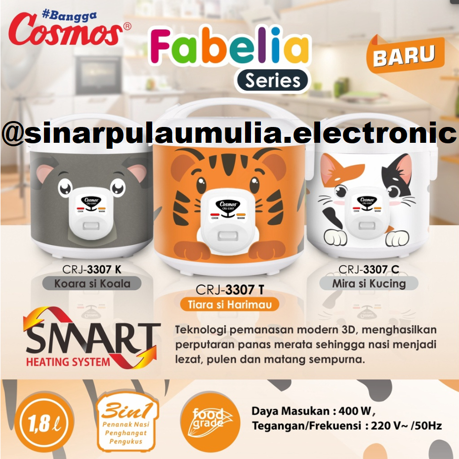 Cosmos Rice Cooker 3 in 1 Magic Com 1.8 Liter - CRJ-3307 / CRJ 3307 / CRJ3307