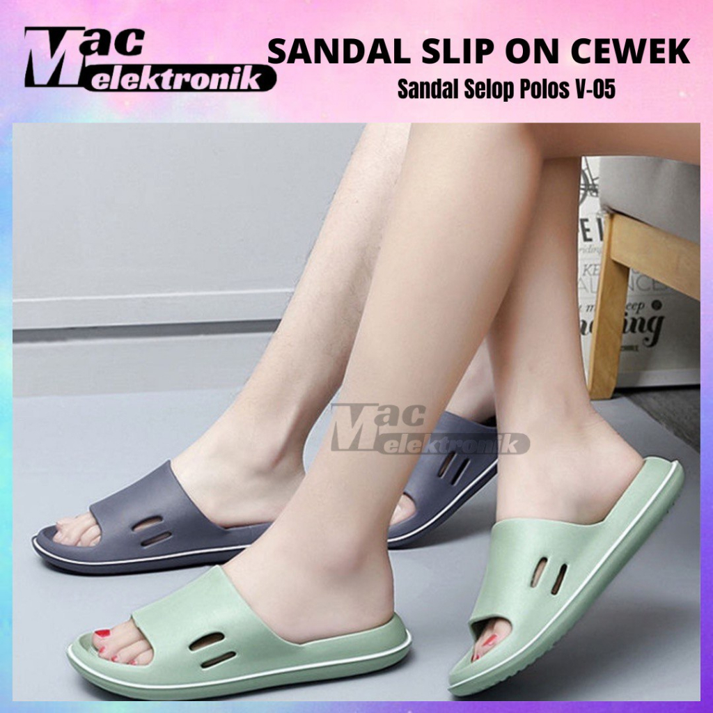 SANDAL SLIP ON CEWEK KOREA BAHAN EVA TIDAK LICIN V-05