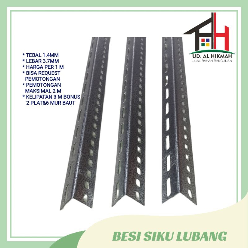 SIKU Rak Besi TEBAL/ Siku Lubang  BESI 1 meter tebal 1.4 mm