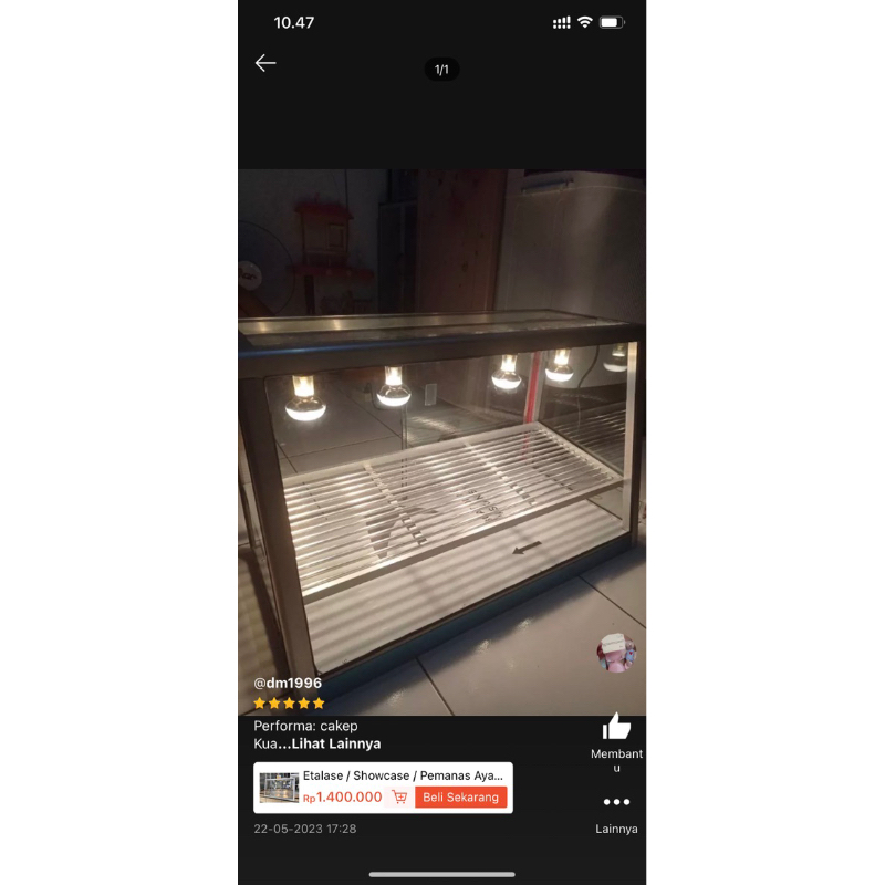 Etalase / Showcase / Pemanas Ayam Fried Chicken 1 Rak 4 Lampu