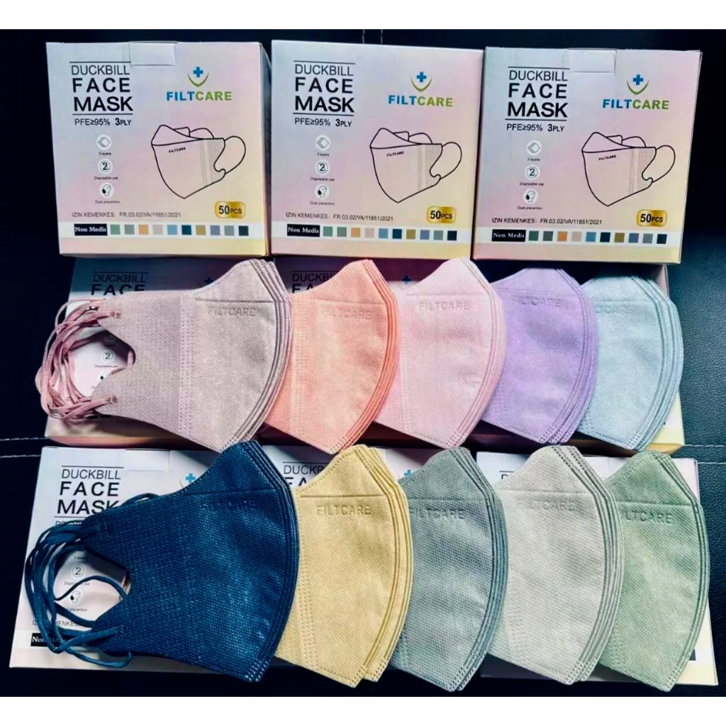 masker duckbill warna filtcare isi 50pcs