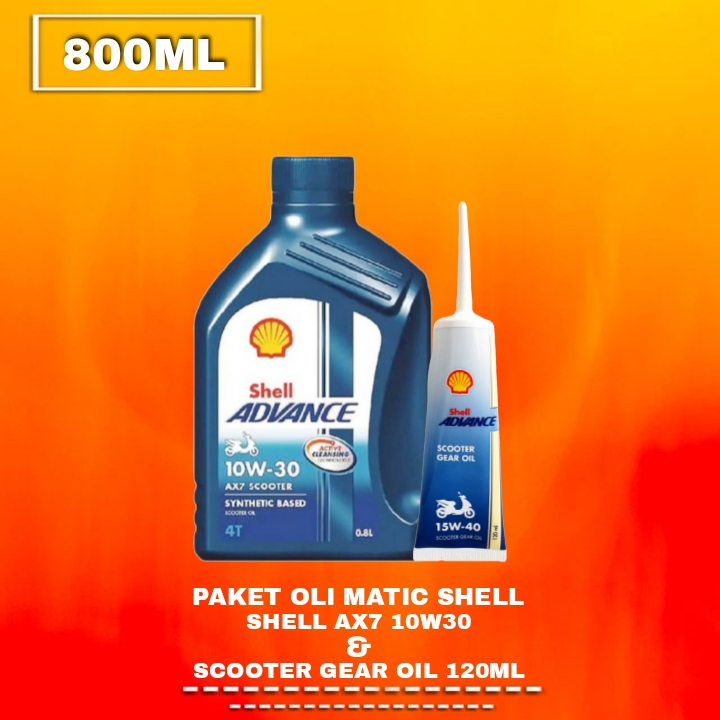 Paket Shell Advance AX7 Scooter 10W30 MB 800ml Oli Matic + Oli gardan Shell