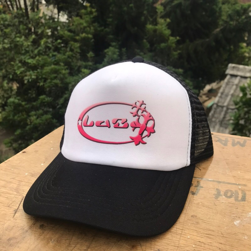 Trucker Hat Y2k Lazyscratch - Lazy Black And white - Topi Jaring Unisex