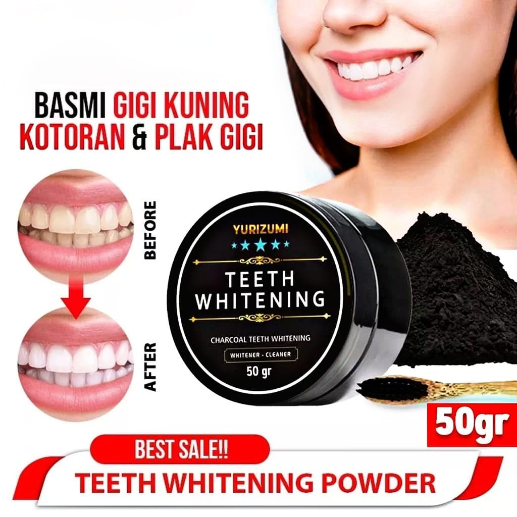 YURIZUMI Teethwhitening Pemutih GIGI 50gr Pemutih GIGI BUBUK HITAM