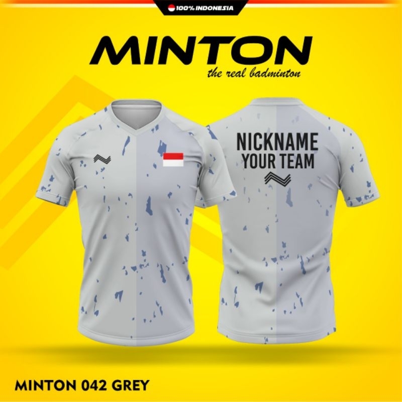 [ ANAK & DEWASA ] BAJU MINTON 042 GREY BAJU MINTON KAOS BADMINTON VOLLY GOWES IMPORT PINGPONG JERSEY