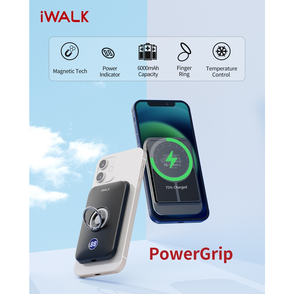 IWALK DBL6000M - Magnetic Wireless Powerbank 6000mAh with Ring Holder