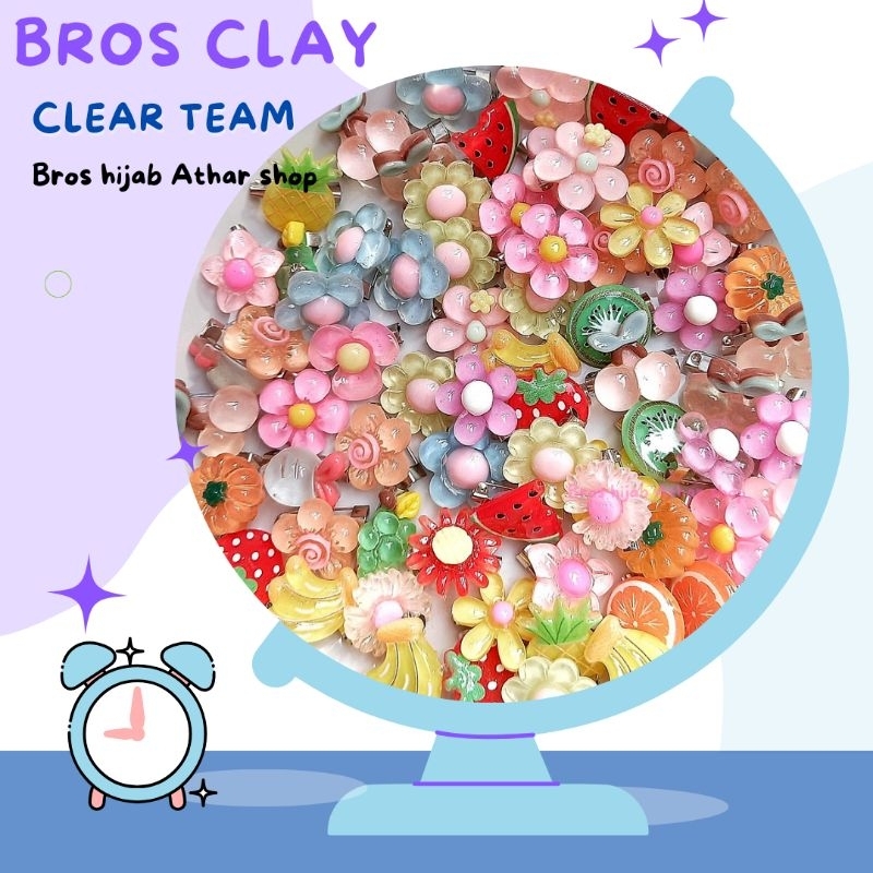 ATHAR SHOP - 12PCS Pin Dagu Bros Clay Resin Mini Peniti Kecil Imut Karakter Anak Lucu Warna Warni Untuk Hijab Bross Jilbab Astronot Beruang Bunga Harga Murah Grosir COD