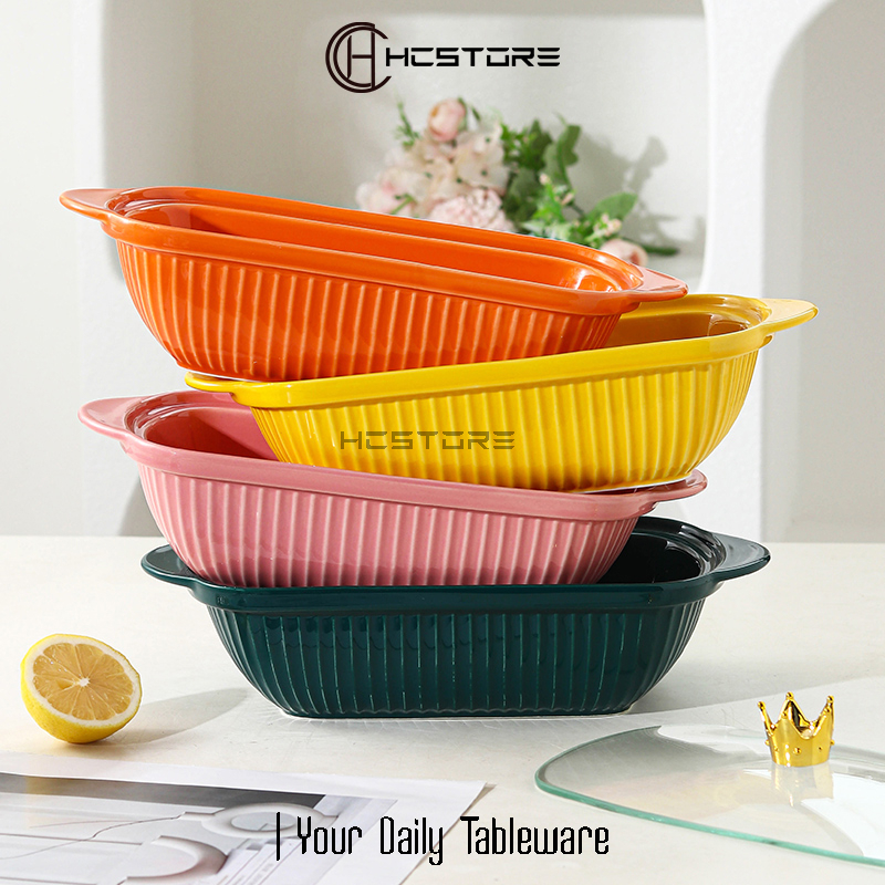 Prasmanan Single Keramik Piring Saji Keramik Tutup Kaca Crown Microwave Safe