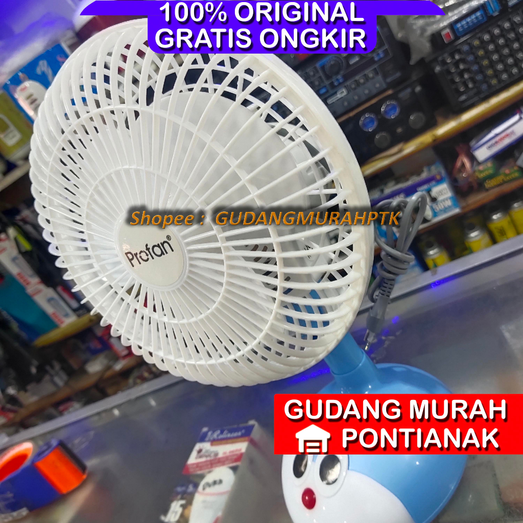 Kipas angin karakter Doraemon / Desk fan Doraemon biru Swing Bisa MENOLEH PROFAN / Arashi