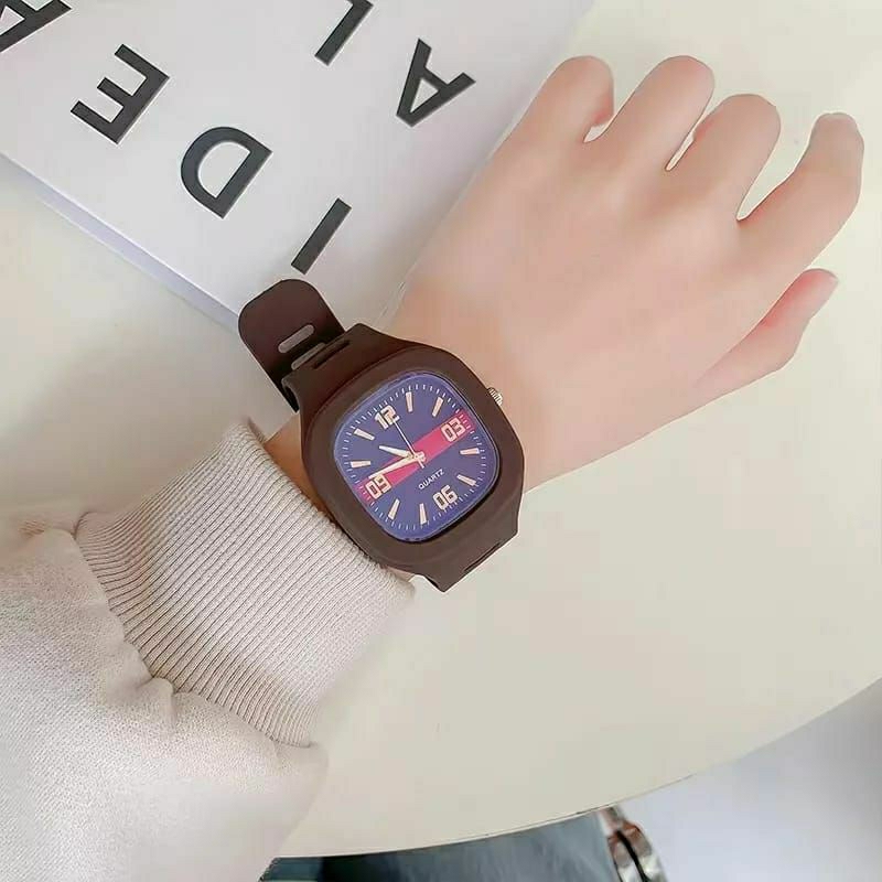 New Jam Tangan Pria Wanita Analog Rubber Strap Halus Functional Kasual Terlaris