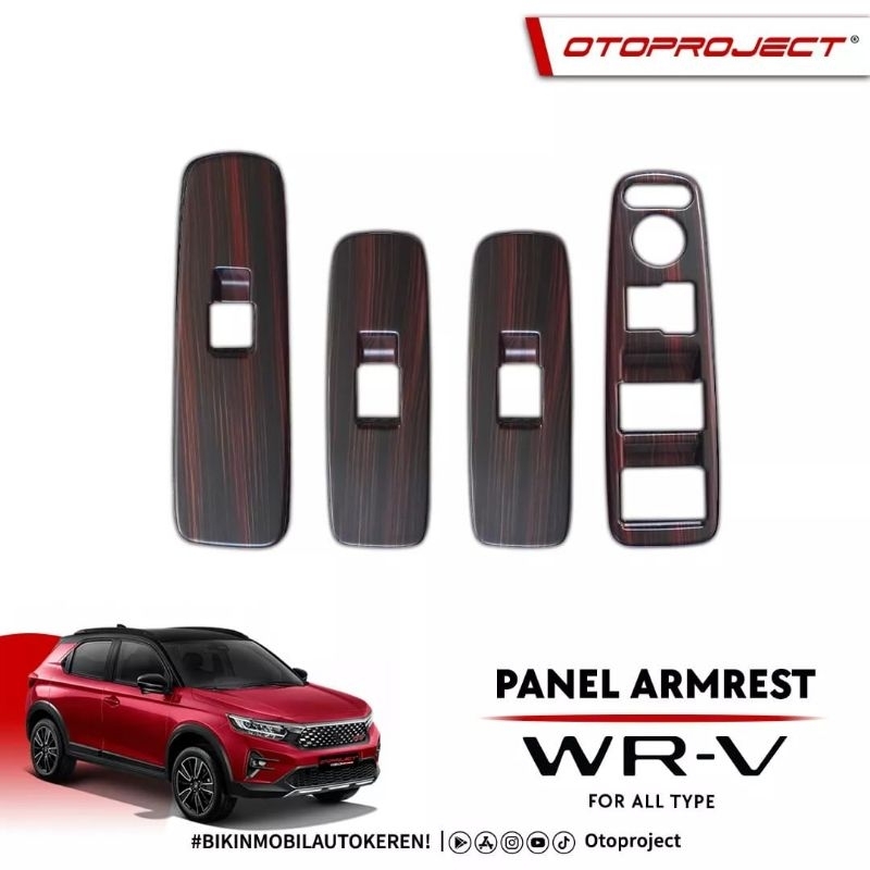 cover panel armrest sakral power window BRV &amp; WRV 2022 2023 hitam carbon wood