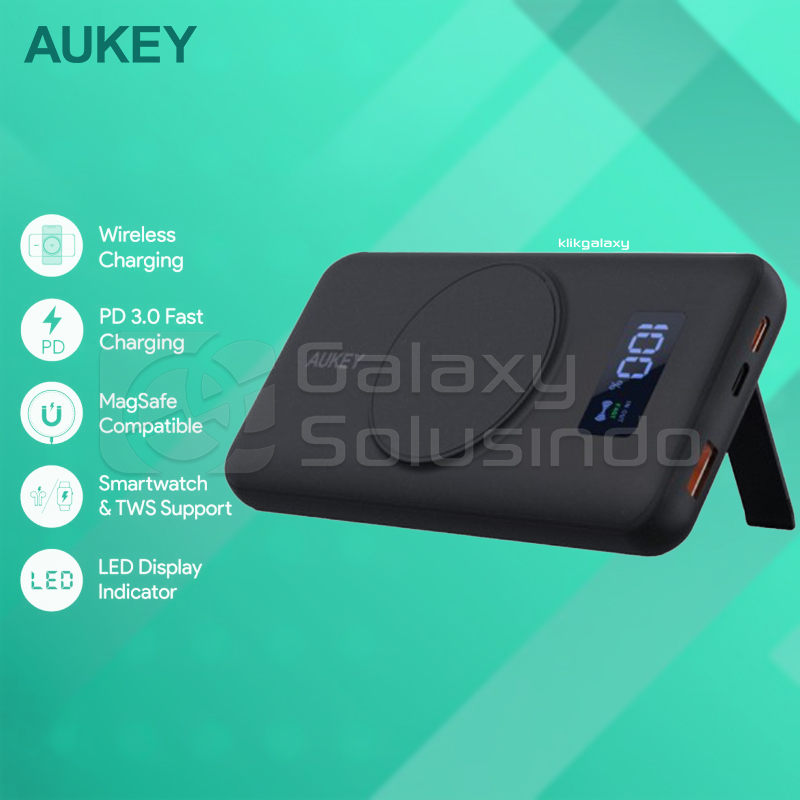 AUKEY PB-WL02I Basix MagAir 10000mAh Powerbank Wireless Charging MagSafe with PD&amp;QC