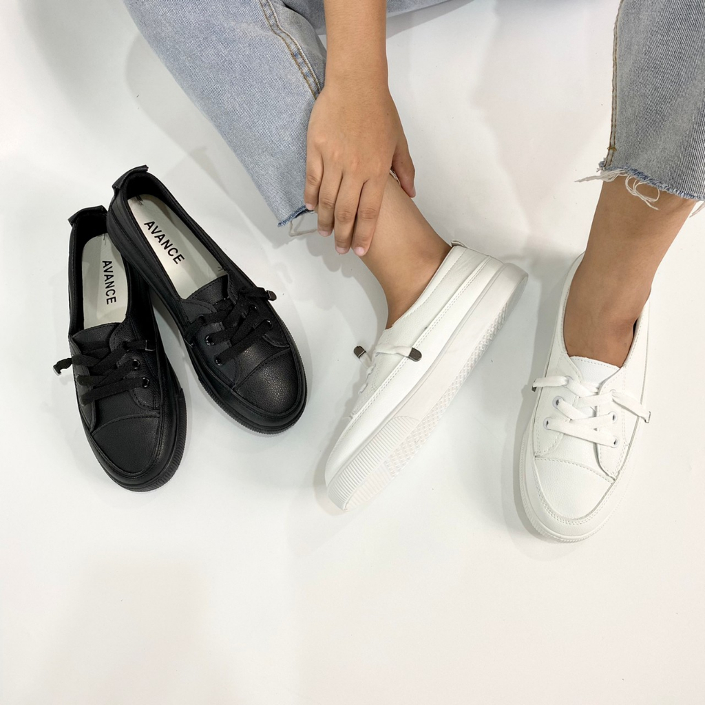 AVANCEID JINNIE LAURA Sepatu Sneakers Wanita Korea Simpel Polos Putih Import