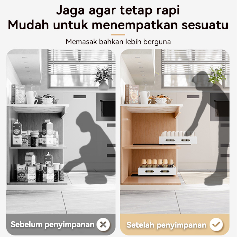 Rak Piring Pengering Piring Lemari Dapur Tarik Keluar Rak Piring Penyelenggara Rak Penyimpanan