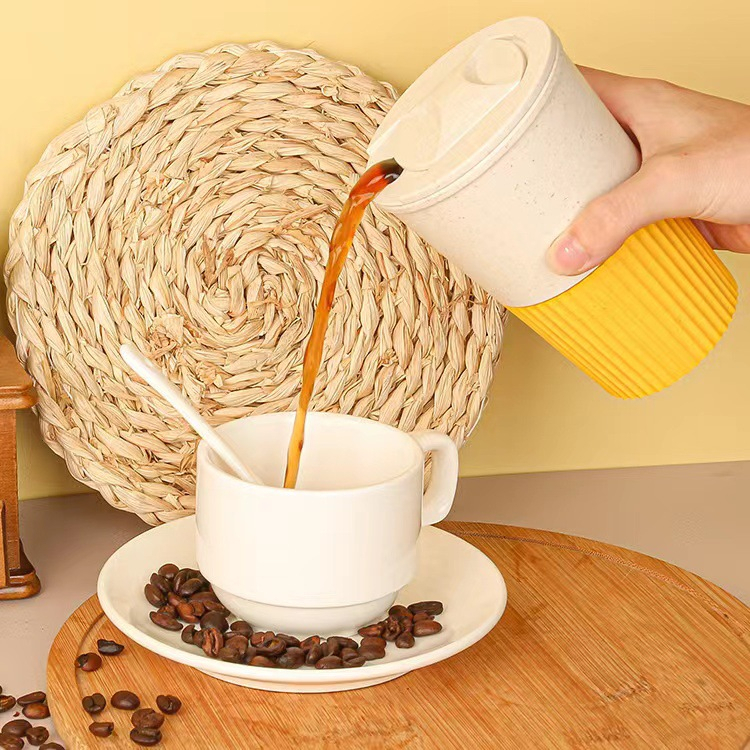 (SNAPCORNER)Wheat Straw Mug Kopi / Cangkir Kopi Gaya Jepang Sederhana / Cangkir Minuman Dingin / Cangkir Minuman Panas