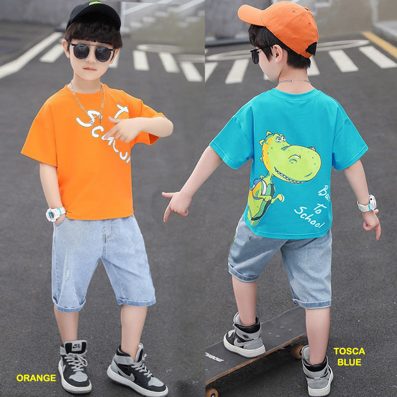 Setelan Anak Laki Laki Casual School Dino