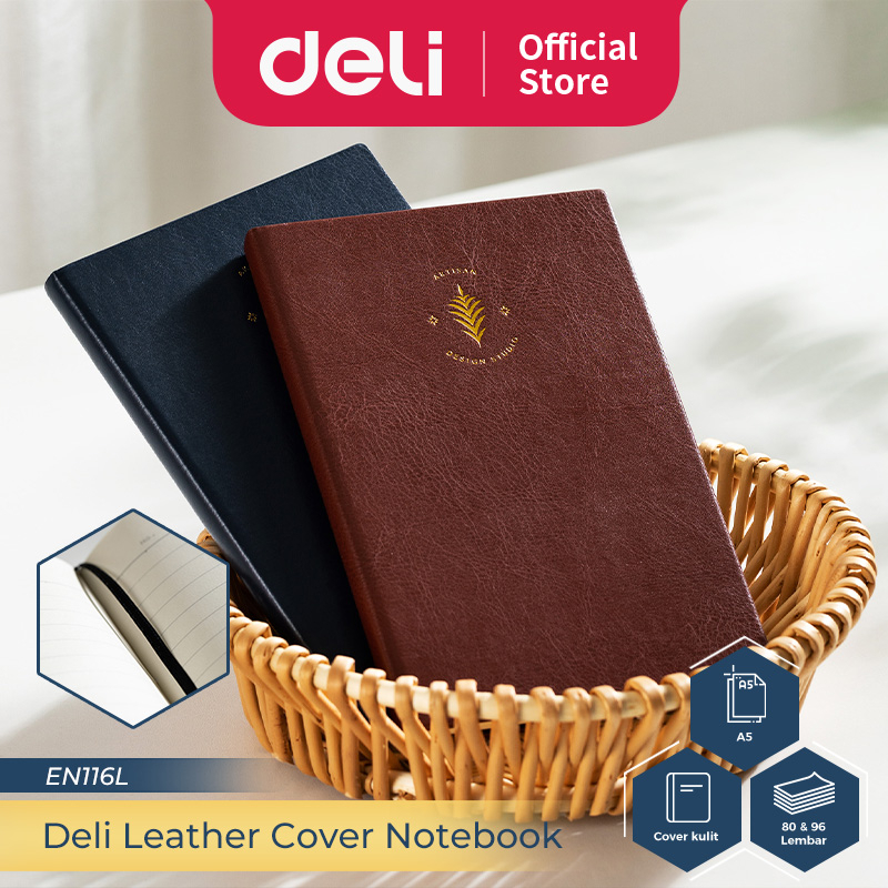 

Deli Leather Cover Notebook / Buku Catatan / Agenda Sampul Kulit A5 96 Lembar Hard Cover Simple EN116L