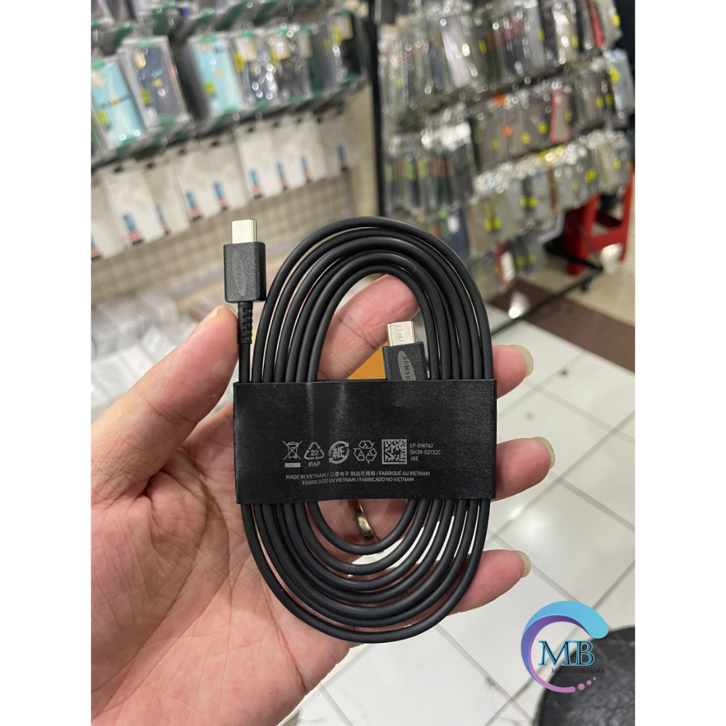 KABEL DATA CABLE ORIGINAL SAMSUNG S23 ULTRA 1.8M SUPER FAST CHARGING FOR GALAXY A23 A33 A53 A73 S21+ S21FE S21 S22 S22+ S22 NOTE 20 20 S23 S23+ S23 ULTRA Z FLIP 4 Z FOLD 4 Z FLIP 3 Z FOLD 3 ORIGINAL TYPE C TO TYPE C MB4993