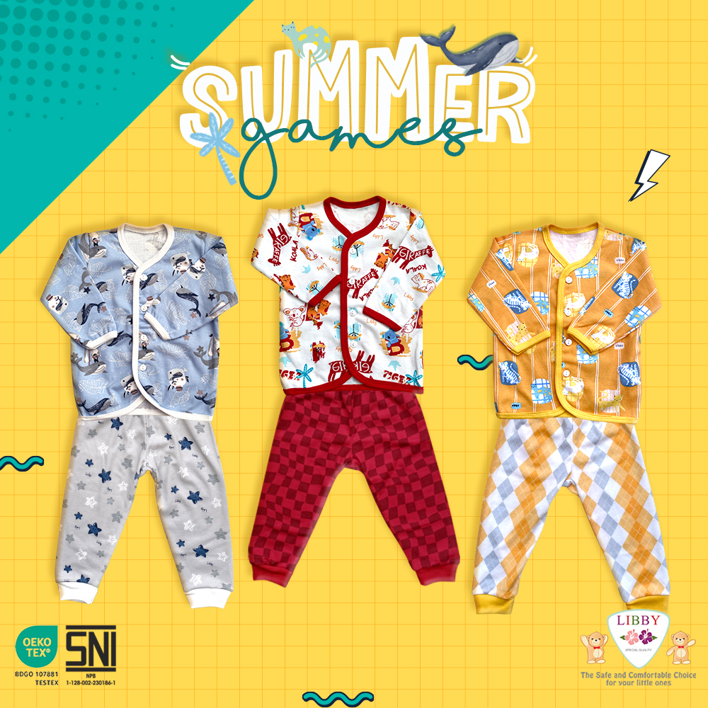 PROMO BAJU TIDUR ANAK LIBBY HYPE GIRL / JUNGLE JUNIORS / BON VOYAGE / ZOE BABY / SUMMER GAMES / TERRACE STORY  SETELAN PENDEK LIBBY Setelan PANJANG Piyama Baju Bayi NB S M L 2L XL XXL setelan aruchi setelan velvet junior